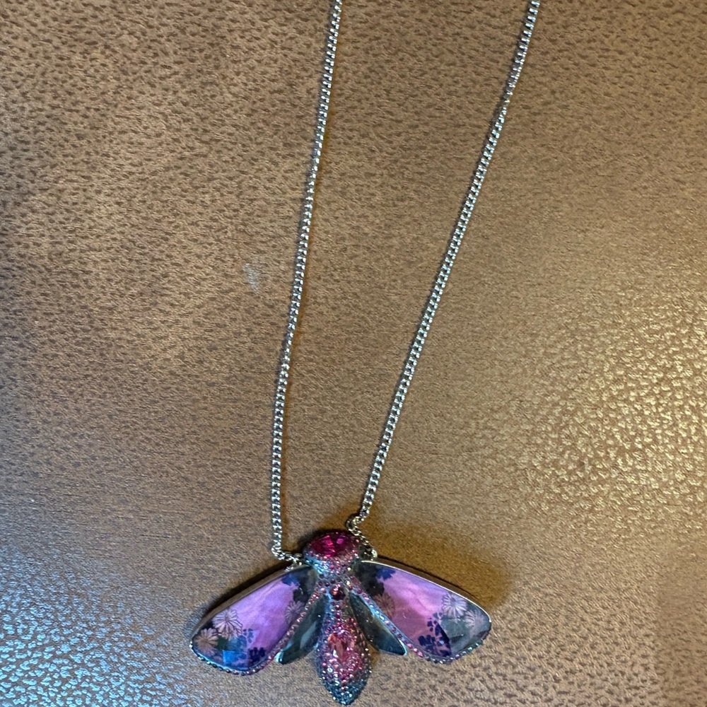 Swarovski Pink and Silver Insect Pendant Necklace